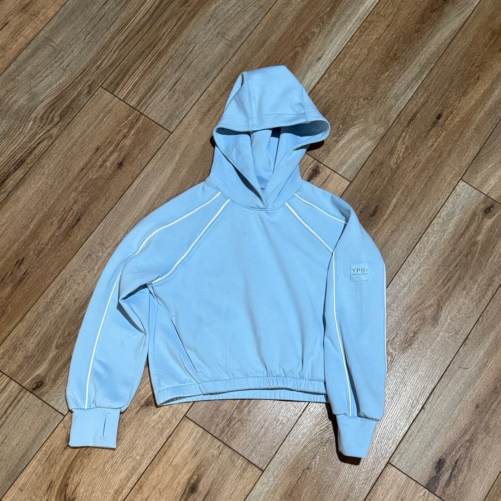 Abercrombie kids YPB Light Blue Hoodie with White Piping size 9/10